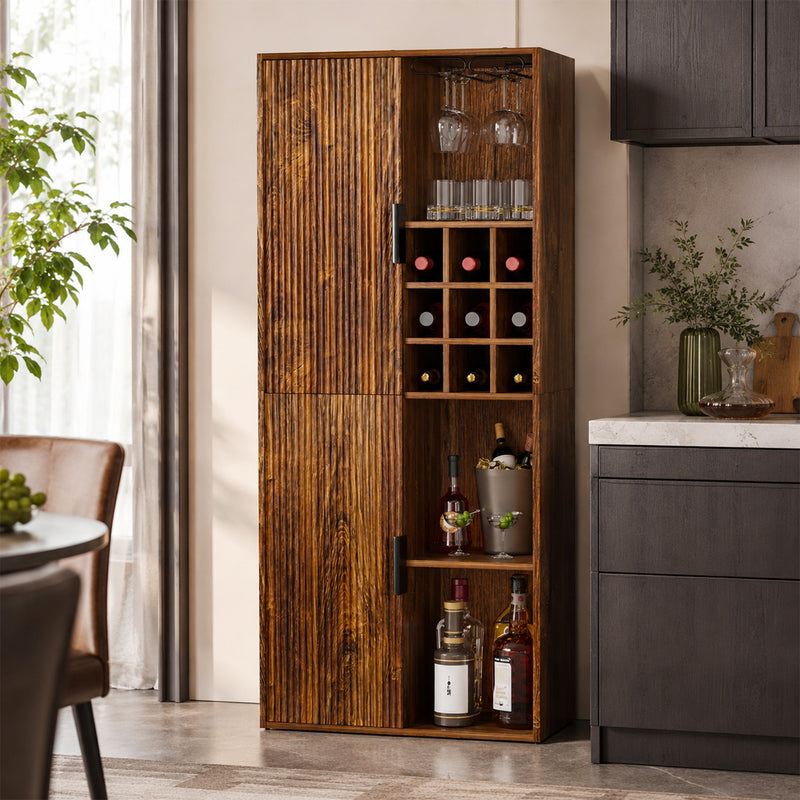 Yorbay wooden wine rack with glass holder