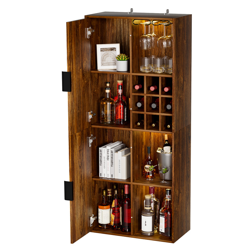 Yorbay wooden wine rack with glass holder
