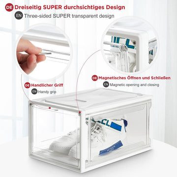 schuhbox aufbewahrung Stapelbare transparente Schuhbox, Sneaker Aufbewahrung bis Größe 48 — Yorbay.de