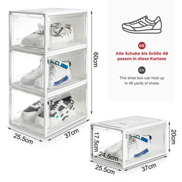 aufbewahrung schuhe box Stapelbare transparente Schuhbox, Sneaker Aufbewahrung bis Größe 48 — Yorbay.de