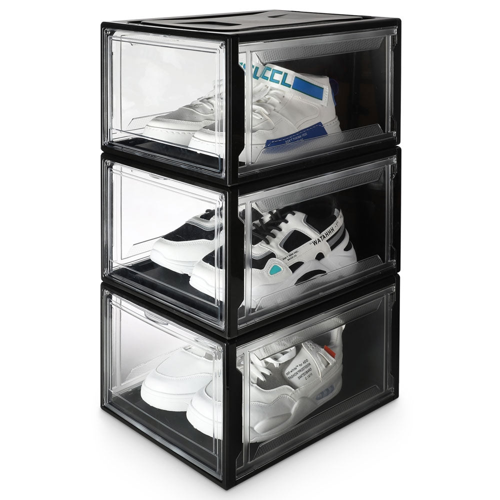 schuhboxen aufbewahrung Stapelbare transparente Schuhbox, Sneaker Aufbewahrung bis Größe 48 —  Yorbay.de