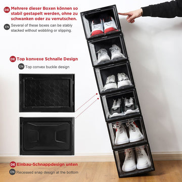 Stapelbare transparente Schuhbox, Sneaker Aufbewahrung bis Größe 48 —