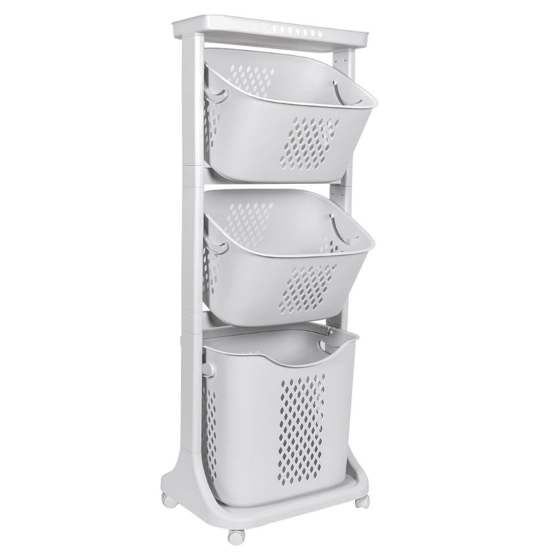Yorbay Wäschesammler mit 4 Fächern aus Kunststoff auf Rollen a01
