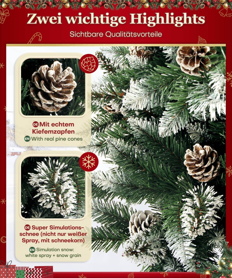 Yorbay künstlicher Weihnachtsbaum mit Schnee und Kiefernzapfen, 120 cm - 240 cm - K185 - 9 - Yorbay.de
