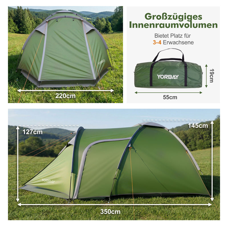 Yorbay 2 - Raum Campingzelt mit Vorraum & Seitentür – PU3000 mm, UV50+ - YP028-W028 - 3 - Yorbay.de