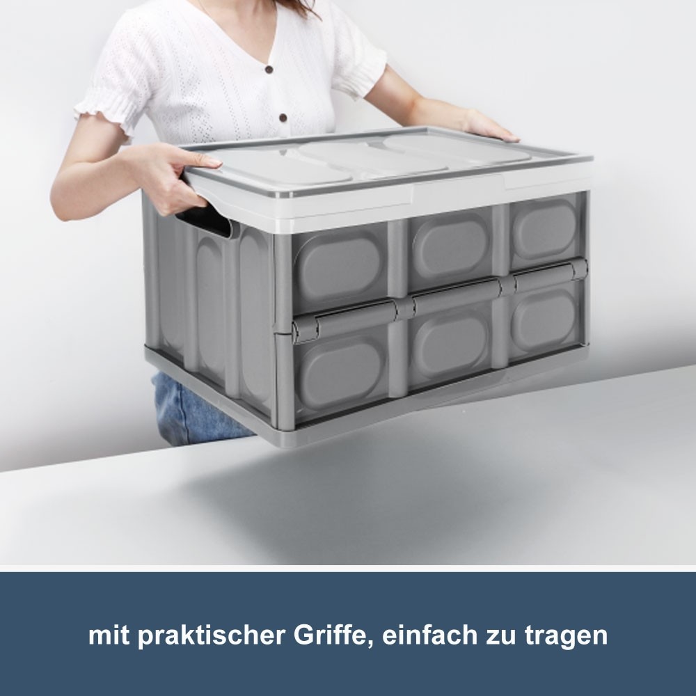 Yorbay faltbare Aufbewahrungsbox 2er Set aus Kunststoff, Klappbox mit  Deckel im Schwarz / Grün / Hellbraun 