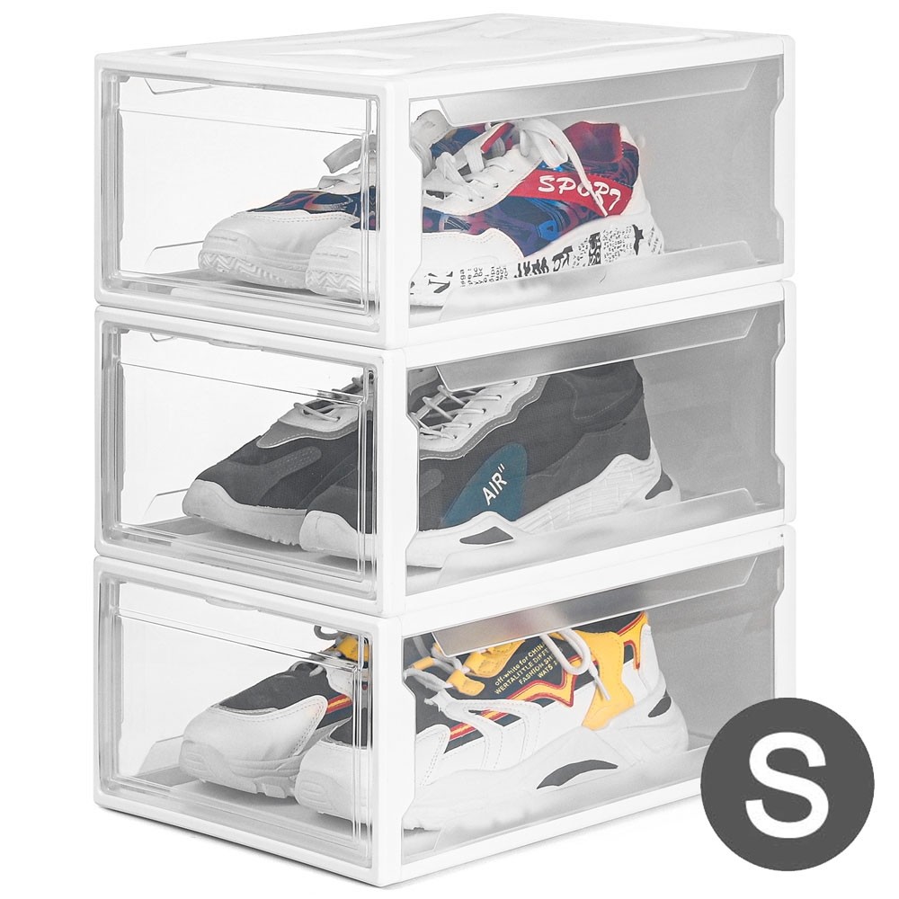 Yorbay Schuhbox aus Kunststoff 3er Set, stapelbarer Schuhorganizer