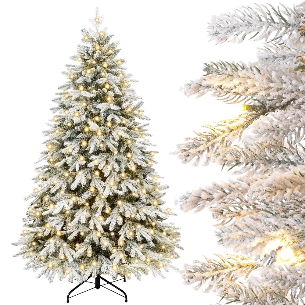 Yorbay künstlicher Weihnachtsbaum mit Schnee warmweißen und cm 210 / aus PE und 180 cm cm / 150 LED-Leuchten, PVC